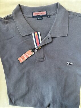 Vineyard Vines Men's Navy Gray Polo with Signature Whale